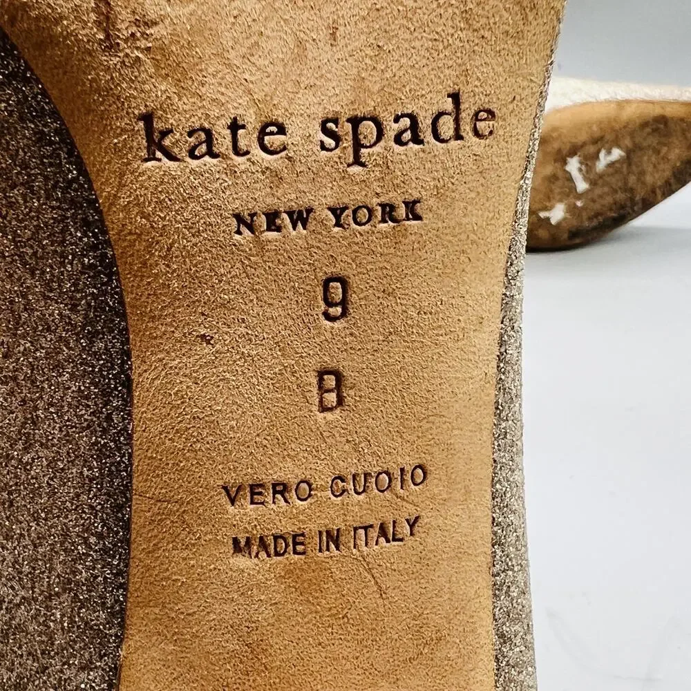 Kate Spade Shoes Women 9 Gold Glitter Pointed Toe Stiletto Heel Pump Dress Party